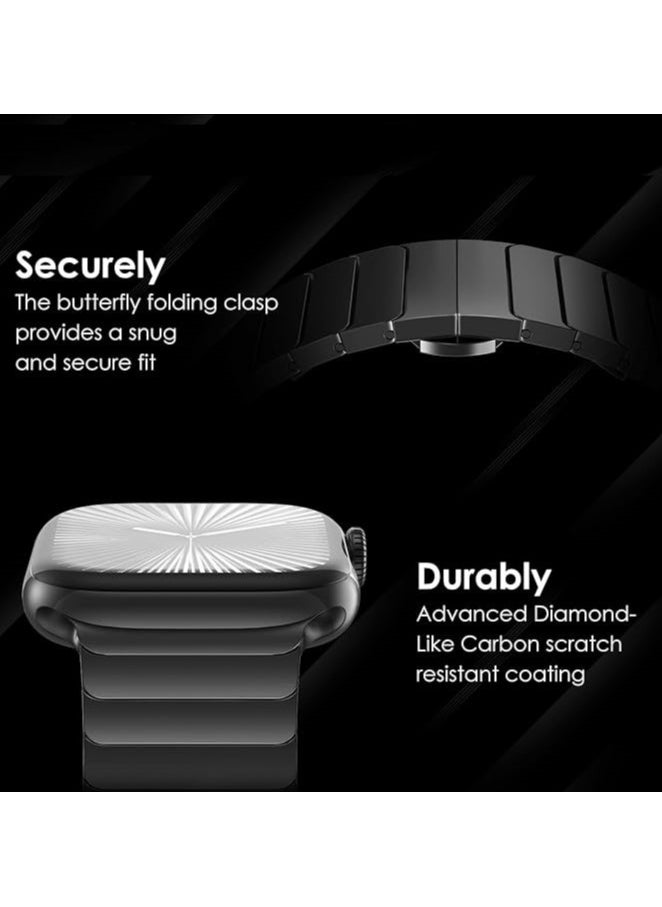 BGM - Stainless Steel Strap For iWatch 49mm 46mm 45mm 44mm 42mm, Replacement Band Compatible For Apple Watch Series Ultra 3 | Ultra 2 | Ultra | 10 9 8 7 SE 6 5 4 3 2 1 - Black - Image 1