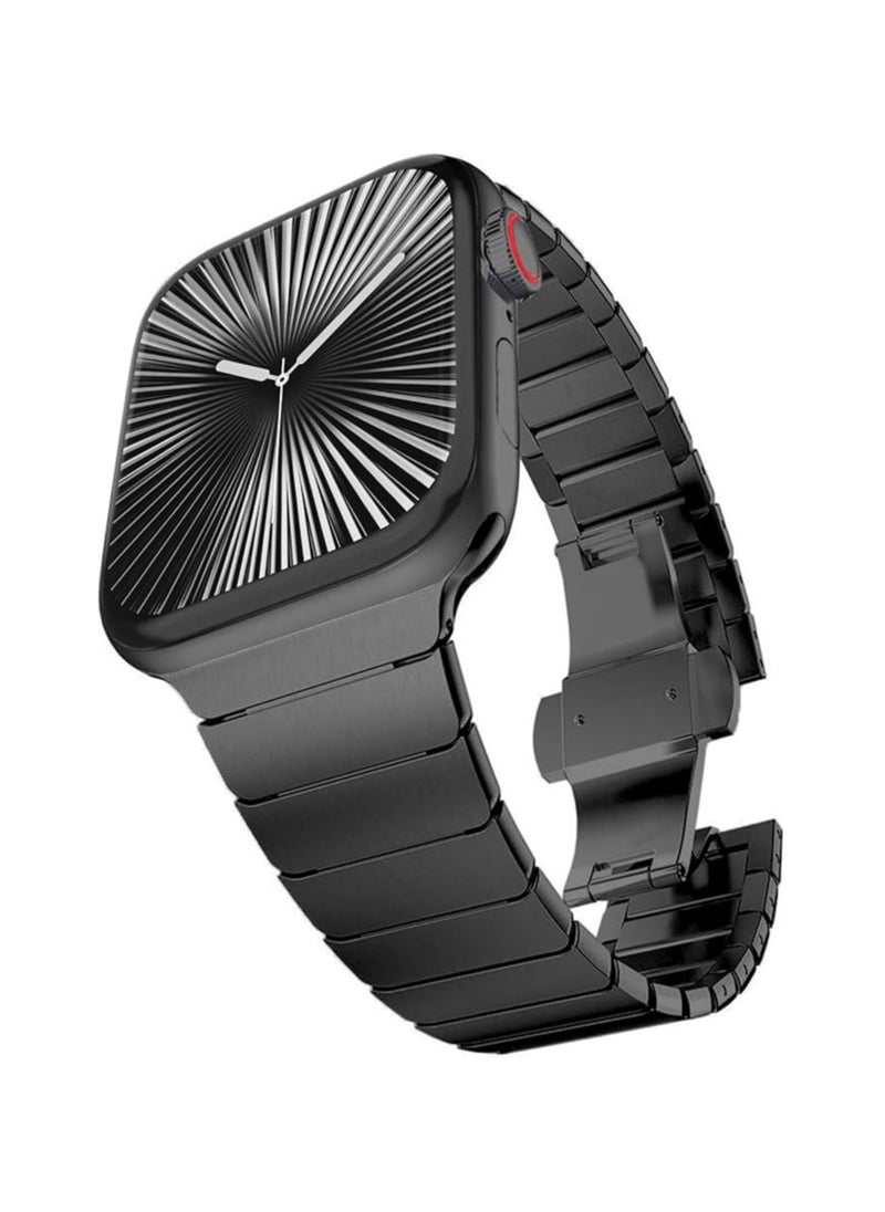 BGM - Stainless Steel Strap For iWatch 49mm 46mm 45mm 44mm 42mm, Replacement Band Compatible For Apple Watch Series Ultra 3 | Ultra 2 | Ultra | 10 9 8 7 SE 6 5 4 3 2 1 - Black - Image 1