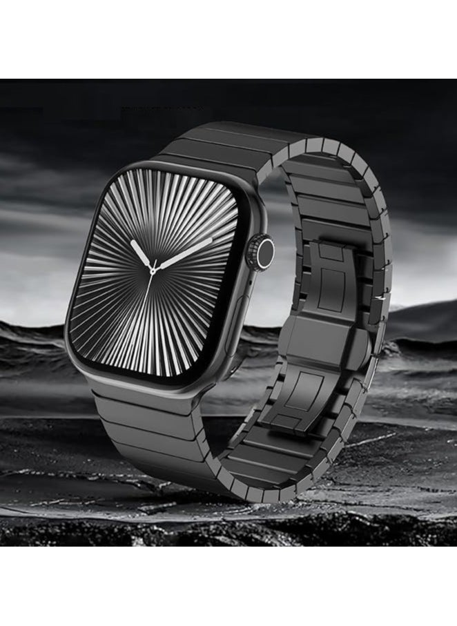 BGM - Stainless Steel Strap For iWatch 49mm 46mm 45mm 44mm 42mm, Replacement Band Compatible For Apple Watch Series Ultra 3 | Ultra 2 | Ultra | 10 9 8 7 SE 6 5 4 3 2 1 - Black - Image 1