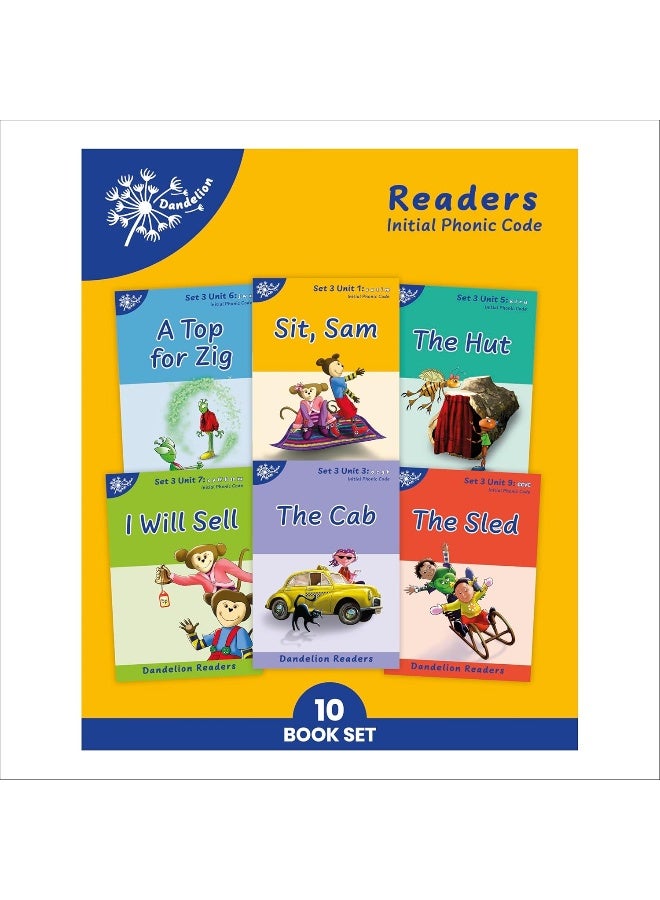 Phonic Books Dandelion Readers Set 3 Units 1-10 (Alphabet code, blending 4 and 5 sound words): Decodable books for beginner readers Alphabet code, blending 4 and 5 sound words - Image 1