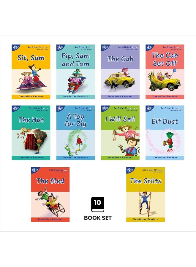 Phonic Books Dandelion Readers Set 3 Units 1-10 (Alphabet code, blending 4 and 5 sound words): Decodable books for beginner readers Alphabet code, blending 4 and 5 sound words - Image 2