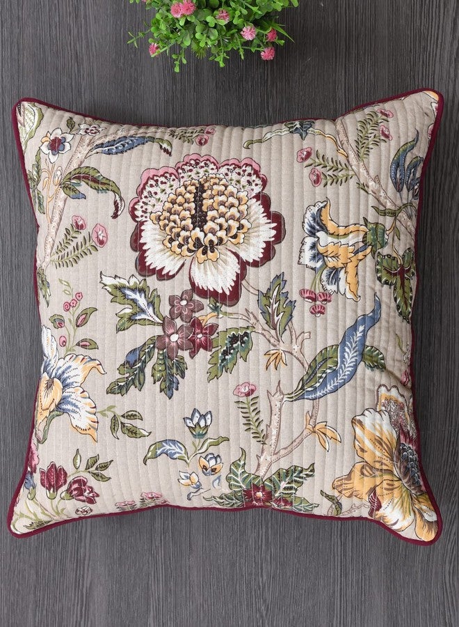 Clasiko Cushion Covers Set of 5 Beige with Quilting; Cotton Fabric; 16X16 Inches; Color Fastness Guarantee 16450, 250 Tc - Image 3