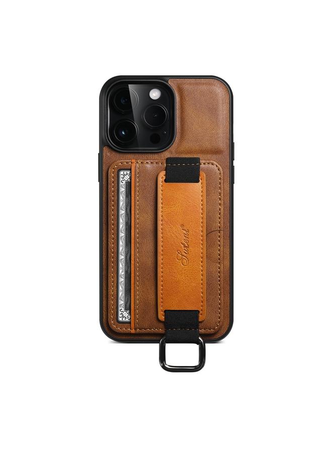 Suteni Case For iPhone 13 Pro H13 Card Wallet Wrist Strap Holder PU Phone Case - Image 2