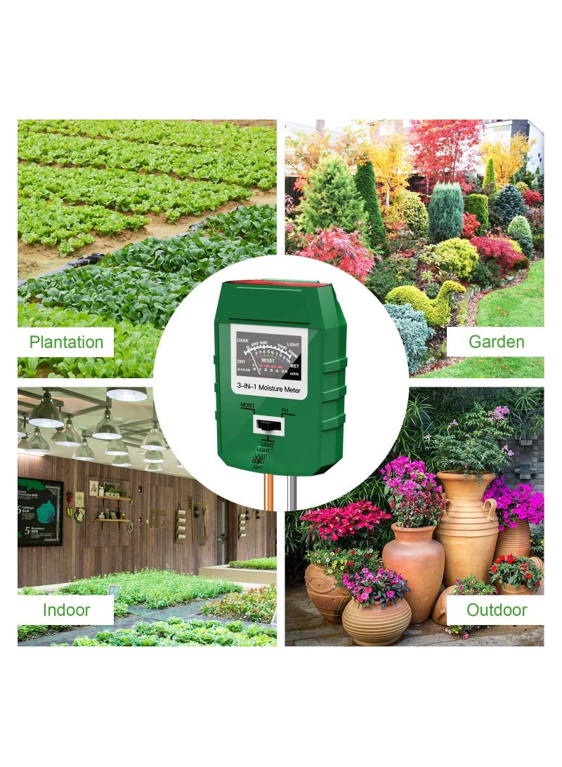 Soil Tester 3-in-1 Soil Moisture/Light/pH Meter Gardening Lawn Farm Test Kit Tool Digital Plant Probe Water Hydrometer Sunlight Tester for Indoor Outdoor for Plant Care Great for Garden Lawn - Image 5