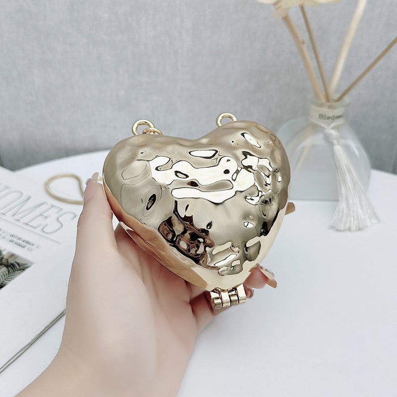 Autumn 2024 New Acrylic Hand Shoulder Crossbody Mini Bag Bow Flower Love Fashion Womens Bag Love gold