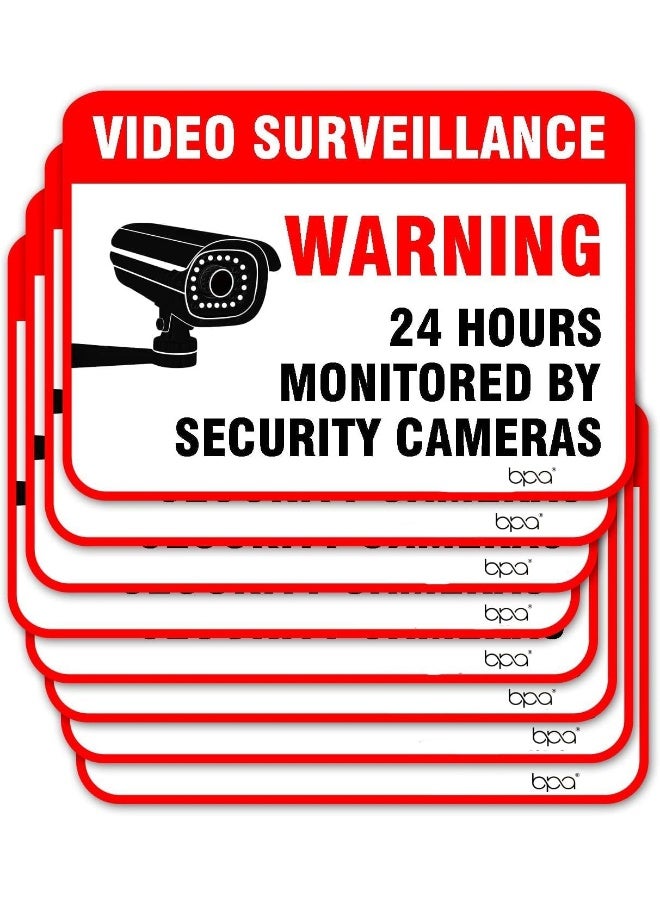 BPA® Video Surveillance Warning Sign 8 Pack Sticker Decal Stickers 2.5 x 3.5 inch - Image 1