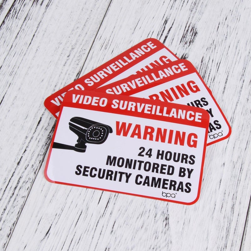 BPA® Video Surveillance Warning Sign 8 Pack Sticker Decal Stickers 2.5 x 3.5 inch - Image 2
