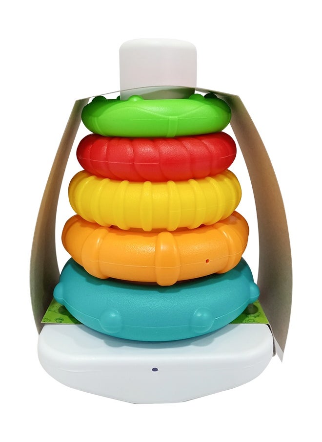 Hapee Capee - Stacking Rings, Stacking Rings Toys for Babies, Including five multi-coloured durable plastic rings fit over cone in sequence from big to small, Best Gift toys for 6+ months. - Image 1