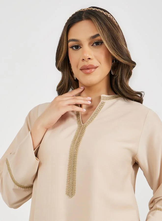 Styli Embroidered A-Line Dress