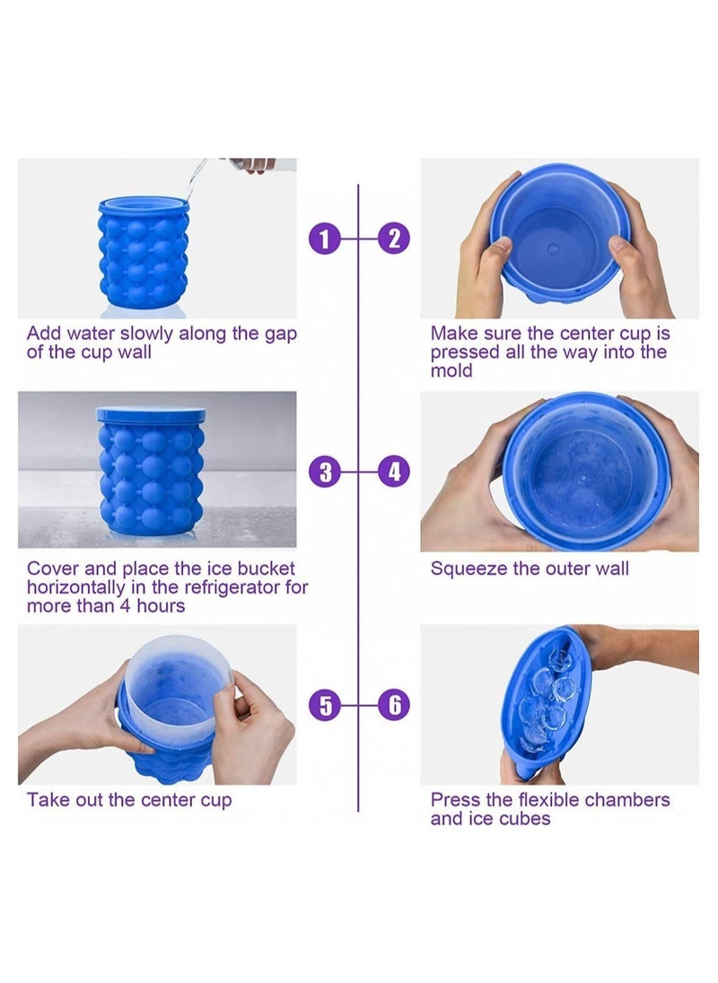 ELTRAZONE ❄️ Bucket Shape Ice Cube Maker – Blue 12cm Durable Silicone Mold for Perfect Ice Cubes – Easy to Use, Flexible Ice Tray for Cocktails, Drinks & Party Use  - Image 4