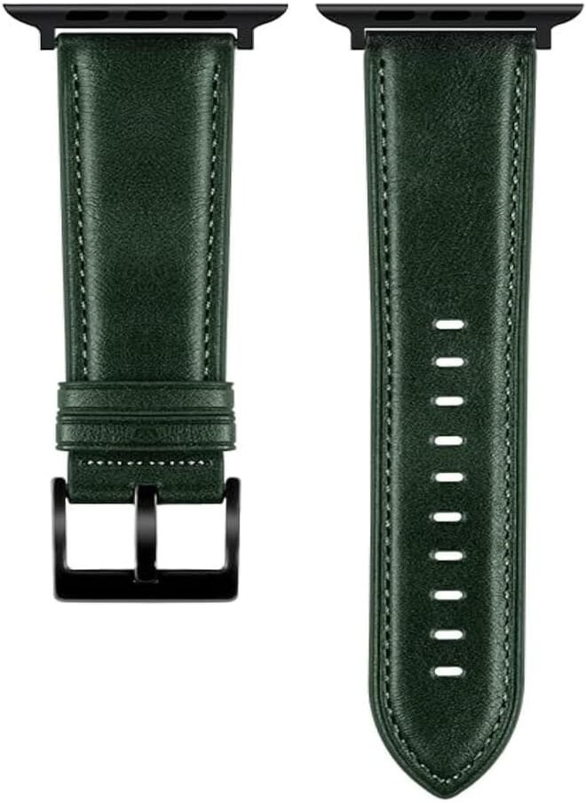 Izone - IZONE Apple Watch Luxury Leather Strap Compatible with Apple Watch Series Ultra 8 7 6 5 4 3 2 (38mm/40mm/41mm, Green) - Image 1