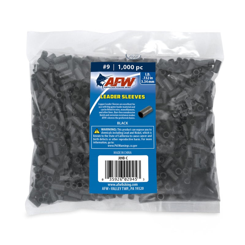 AFW American Fishing Wire Single Barrel Crimp Sleeves Size 9132 Black 1000 pc