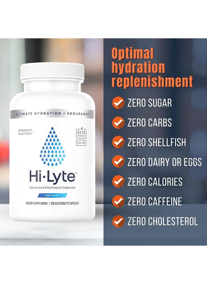 Hi-Lyte - Electrolyte Replacement Capsules | Rapid Rehydration Supplement | Vegan, Vegetarian, Keto Friendly | Gentle on Stomach | Magnesium, Potassium, Sodium & Zinc + | 100 Capsules - Image 1