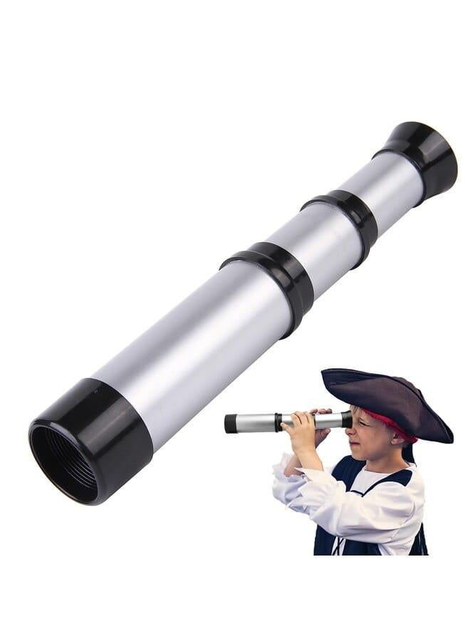 Fadcaer Pirate Monocular Telescope Toy, Children Telescope Toy Retractable Telescope Toy Kids Handheld Telescope Portable Spyglass Toy Kids Educational Science Toys for Boys Girls (Silver Colour)