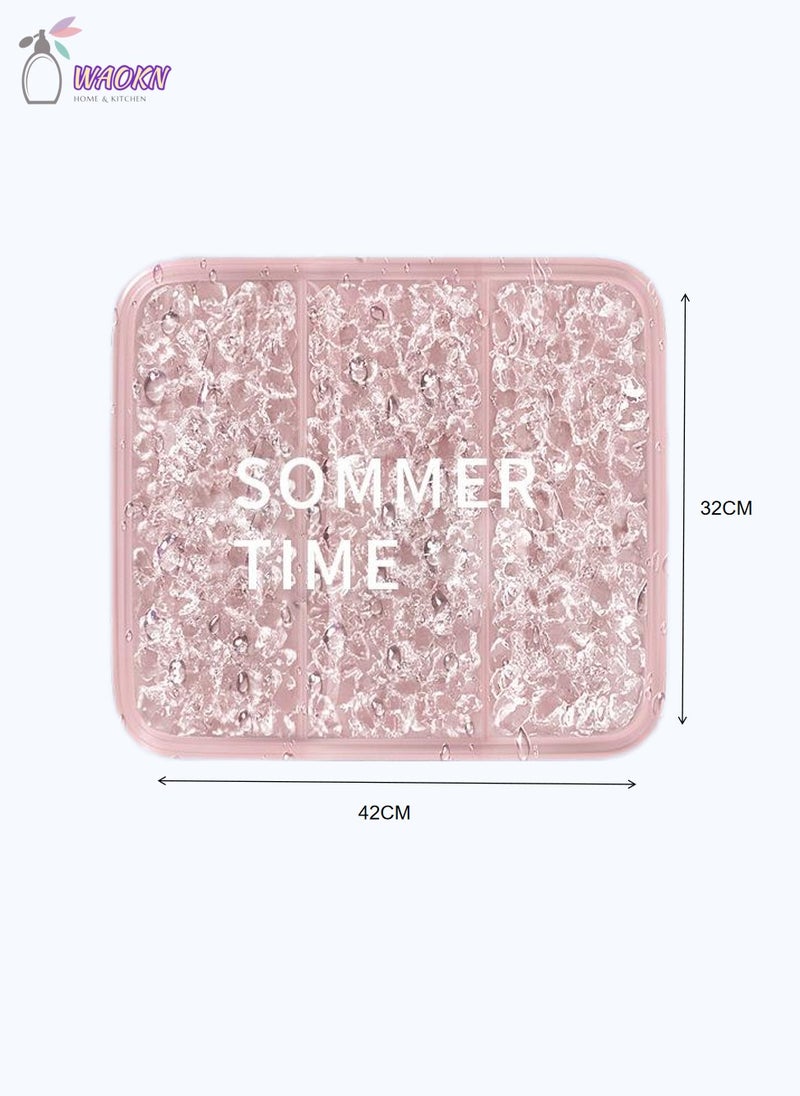 WAOKN Ice pad Summer Cooling Device Can Be Used As A Car Seat Cushion Pet Ice Pad Computer Cooling Pad Dog Cooling Mat Dog Cooling Pad Portable Cooling dog Pad with ice-sensing gel Pink  - Image 2