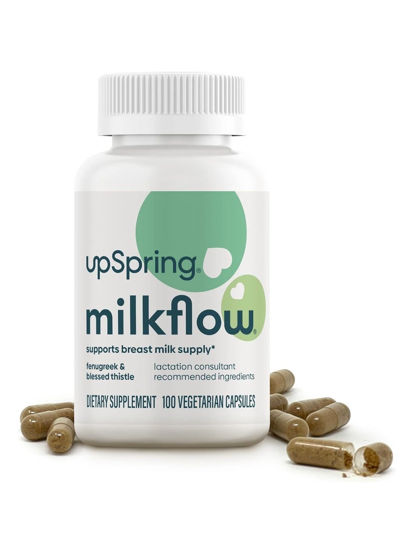 آبسبرينغ كبسولات ميلك فلو المكملة للرضاعة لزيادة إدرار الحليب، 100 كبسولة نباتية - Image 1