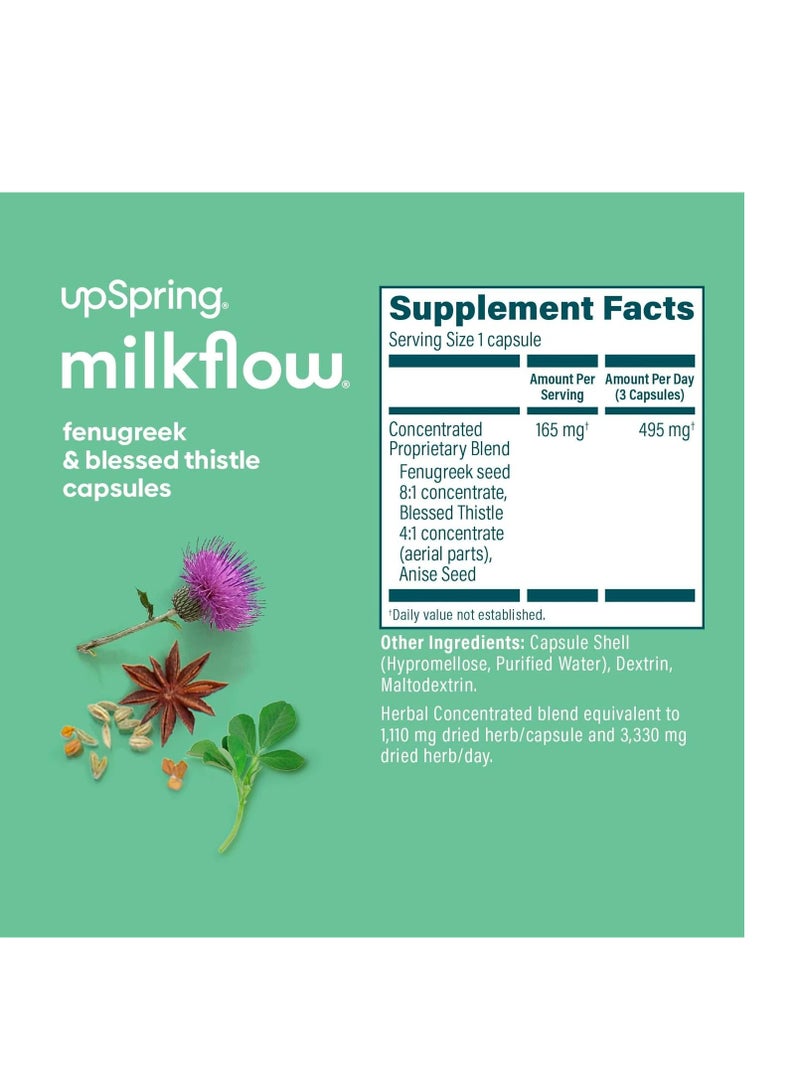 آبسبرينغ كبسولات ميلك فلو المكملة للرضاعة لزيادة إدرار الحليب، 100 كبسولة نباتية - Image 2