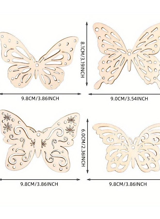10Pcs Hollow Butterfly Type A Wooden Pendant DIY Twine Home Decor Hanging Ornaments - Image 3