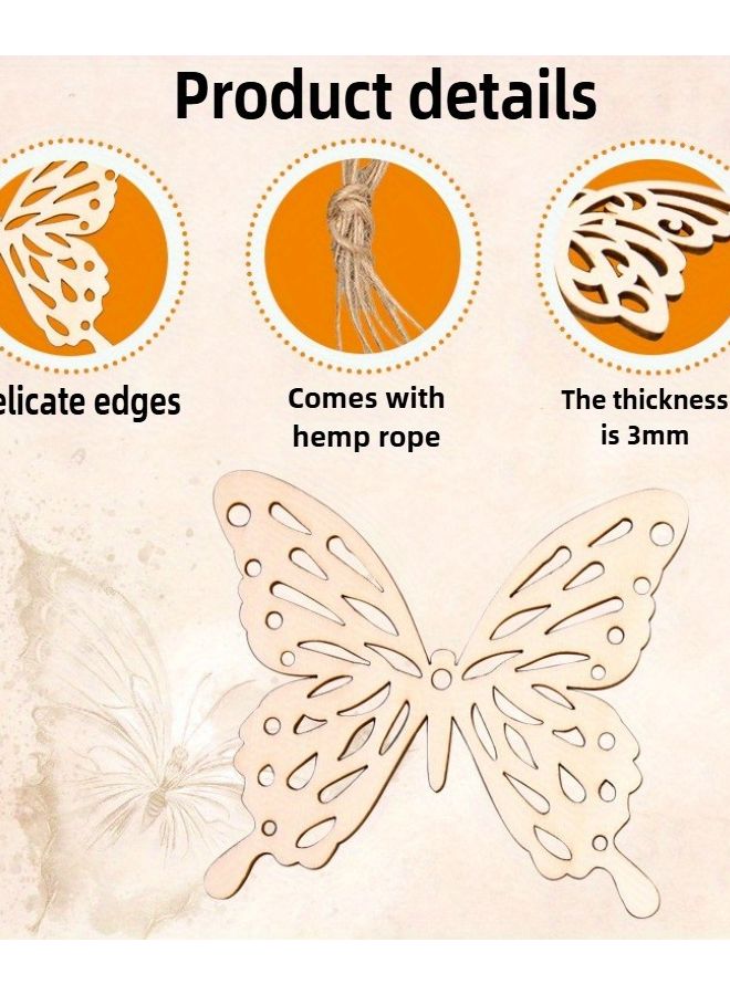 10Pcs Hollow Butterfly Type A Wooden Pendant DIY Twine Home Decor Hanging Ornaments - Image 5
