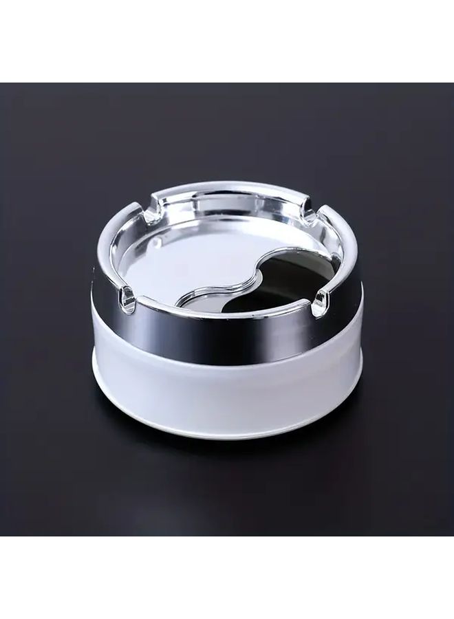 Windproof Rotating White Electroplated Ashtray Thickened Design For Home Office - Image 4