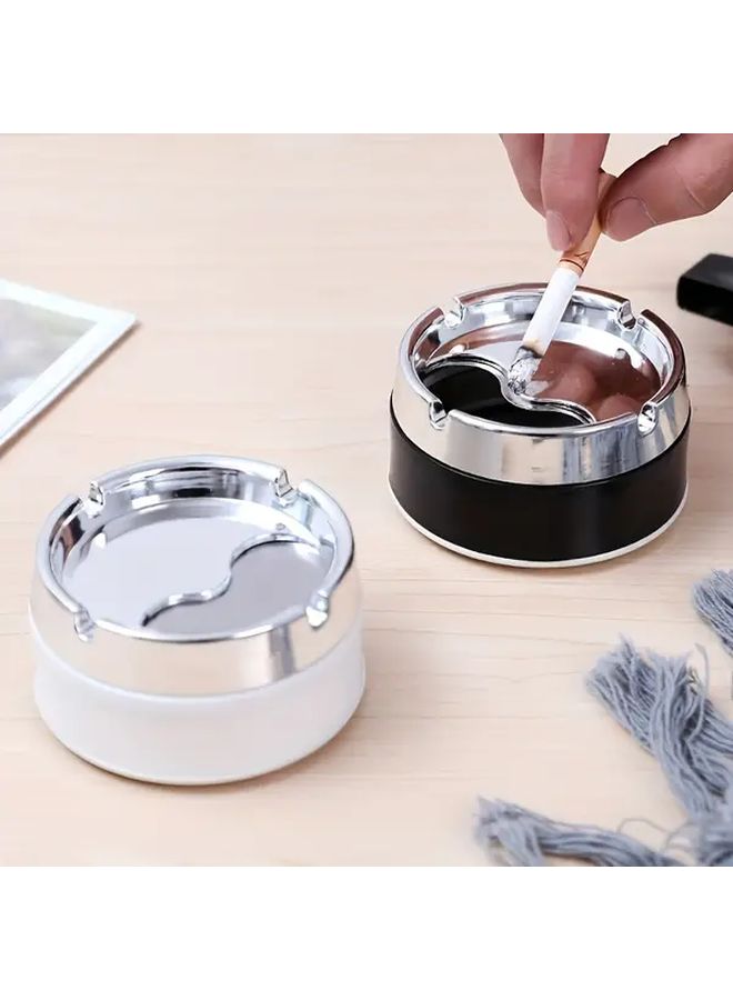 Windproof Rotating White Electroplated Ashtray Thickened Design For Home Office - Image 1