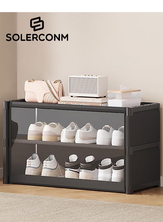 Solerconm 2-Tier Shoe Rack – Space-Saving Shoe Storage Organizer Cabinet for Entryway, Closet, Hallway or Bedroom - Image 1