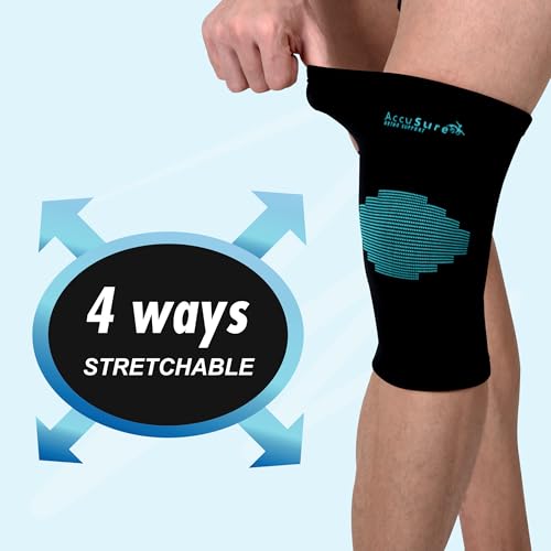 AccuSure Knee Nylon Brace Compression Sleeve- Best Support Arthritis, Gym, Running, Basketball, Meniscus Tear, Sports, Joint Pain Relief, Injury Recovery For Men, Women|Pair - Image 2