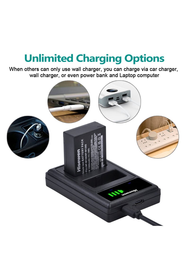 NP-W126 Battery Charger, LED Dual Charger for Fuji XT30, X100V, XS10, XT3, XA7, XE4, XPRO3, XT2, XT20, X100F, XA3, XA5, XPRO2