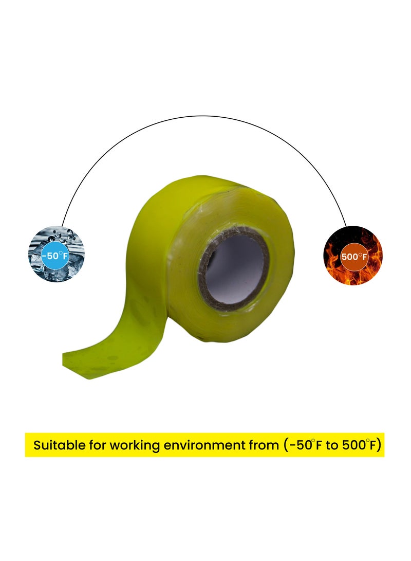 هاي-تيك شريط سيليكون HI-TECH - شريط سيليكون ذاتي الانصهار، مقاوم للماء ومقاوم للحرارة للعزل الكهربائي، والإصلاحات الطارئة، وتسريبات الرادياتير. - Image 2