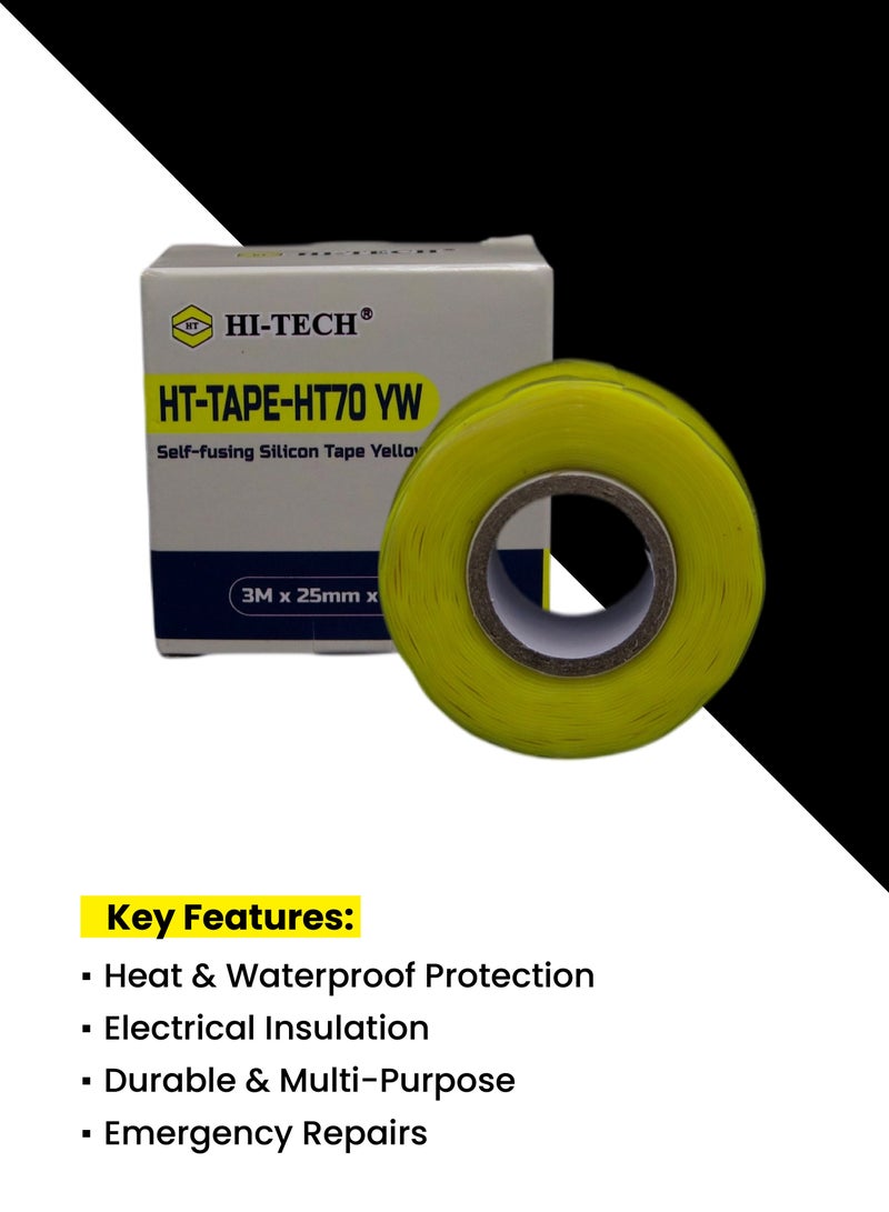 هاي-تيك شريط سيليكون HI-TECH - شريط سيليكون ذاتي الانصهار، مقاوم للماء ومقاوم للحرارة للعزل الكهربائي، والإصلاحات الطارئة، وتسريبات الرادياتير. - Image 3
