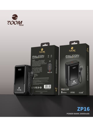 باور بانك فالكون ZP16 بسعة 20000 مللي أمبير | شحن سريع بقوة 22.5 واط | شاشة عرض رقمية LED | مخرج مزدوج | شحن سريع بتقنية PD و QC | باور بانك محمول عالي السعة - view 4