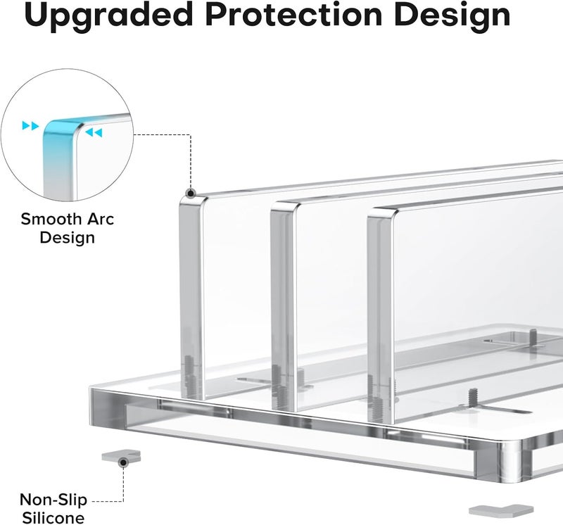 Omoton Vertical Laptop Stand for Desk, Acrylic Dual Laptop Holder Desktop Clear Adjustable Dock for MacBook Pro Air, HP, All Gaming Laptops up to 17” - Image 4