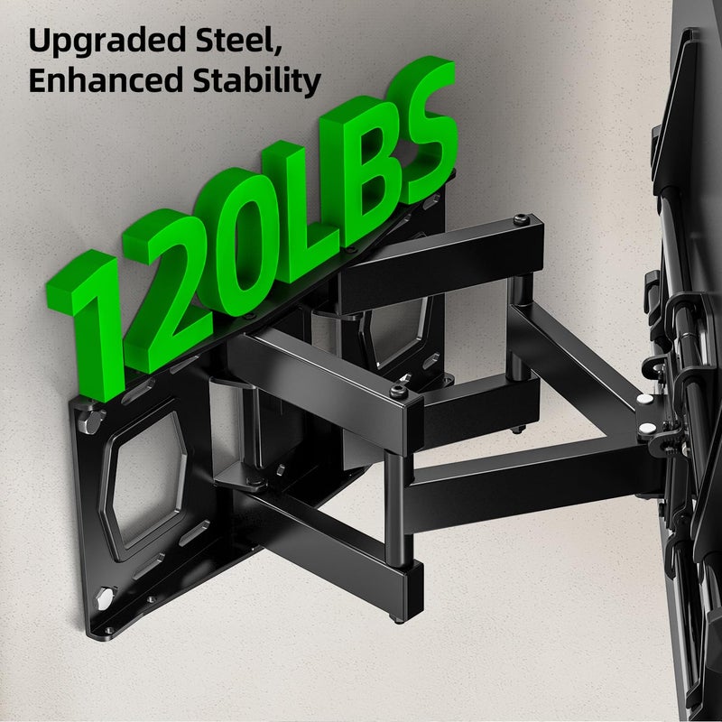USX MOUNT Full Motion TV Wall Mount for 42-82 Inch TVs up to 120lbs, Wall Mount TV Bracket with Articulating Swivel Tilt Extension Leveling, Max VESA 600x400mm Fits 12/16" Wood Stud - Image 3