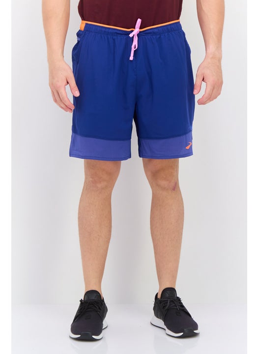 Men Sportswear Fit Drawstring 7 Inseam Running Shorts, Blue