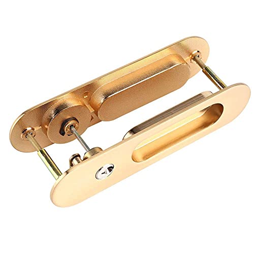 Fdit Zinc Alloy Invisible Sliding Door Latch Locks with 3 Keys for Bathroom Kitchen Balcony(Gold) - Image 3