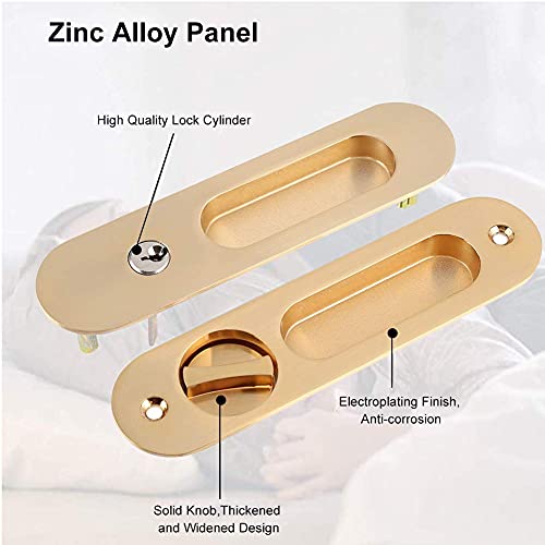 Fdit Zinc Alloy Invisible Sliding Door Latch Locks with 3 Keys for Bathroom Kitchen Balcony(Gold) - Image 5