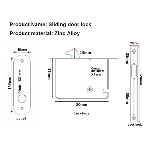 Fdit Zinc Alloy Invisible Sliding Door Latch Locks with 3 Keys for Bathroom Kitchen Balcony(Gold) - Image 4
