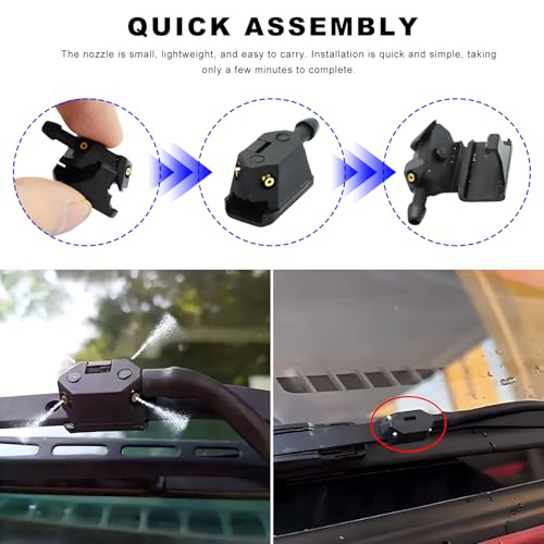 Suvnie 4 PCS Front Windshield Washer Nozzles, 4 Holes Car Windshield Washer Wiper Arm Sprayer, Auto Left Right Windshield Washer Squirter Nozzle Replacement, Universal Vehicle Accessories (2 PCS) - Image 3