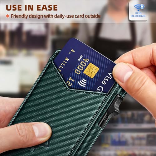 BULLIANT Men Wallet,Money Clip Wallet Slim For Gift Men 9Cards-Metal Credit Card Case in Magnetic Leather Flip - Image 5