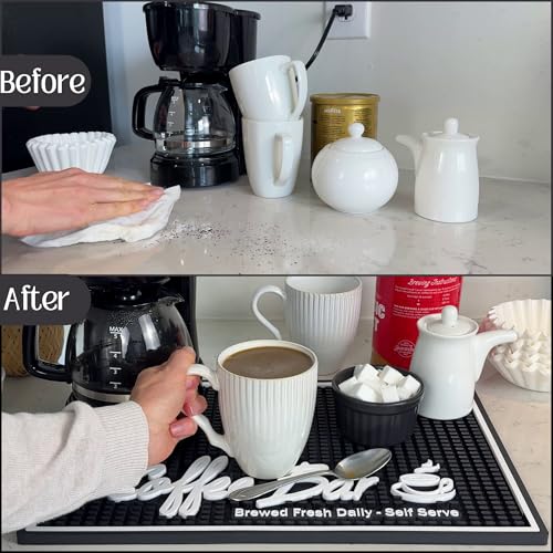 CALUVAR Brewed Fresh Daily Silicone Coffee Bar Mat 18x12 in, Self Serve Coffee Station Sign Mat, Hostess Gift, Farmhouse Kitchen Decor, Non-Slip Espresso Machine Mat, Barista Accessories - Image 4