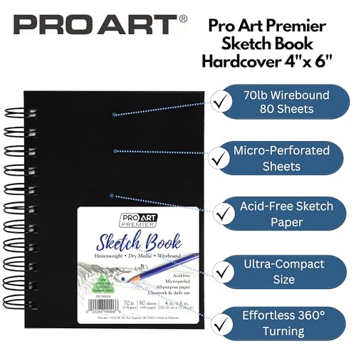 Pro Art Pro-Art Spiral Sketch Book 4x6": 80 Sheets - Image 2