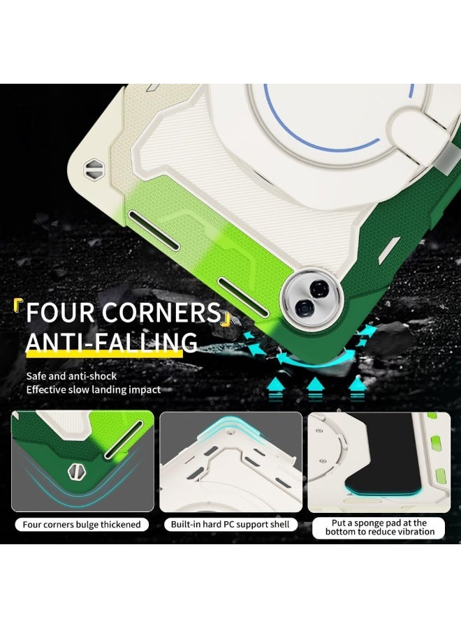 عام غطاء أطفال لهونور باد 10 12.1 بوصة 2025، غلاف 3 طبقات متين مقاوم للصدمات من البلاستيك الصلب والسيليكون، مع مقبض حلقي دوار 360 درجة وحامل، مزود بحزام كتف. - Image 3