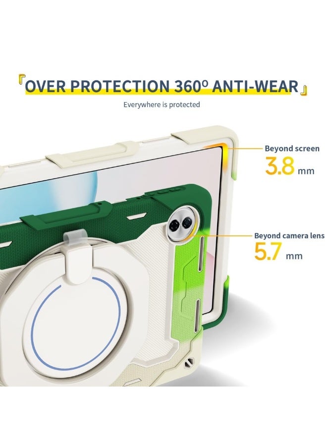 عام غطاء أطفال لهونور باد 10 12.1 بوصة 2025، غلاف 3 طبقات متين مقاوم للصدمات من البلاستيك الصلب والسيليكون، مع مقبض حلقي دوار 360 درجة وحامل، مزود بحزام كتف. - Image 4