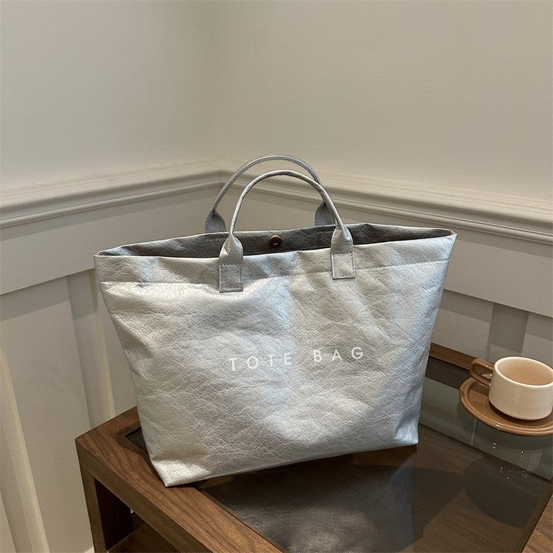 Tote Bag Vintage Dupont Letter Casual All-Match Handbag Minimalist Transparent Simple Commuting Large Capacity Bag For Women - Image 3