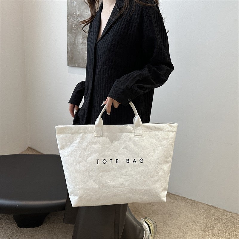 Tote Bag Vintage Dupont Letter Casual All-Match Handbag Minimalist Transparent Simple Commuting Large Capacity Bag For Women - Image 5