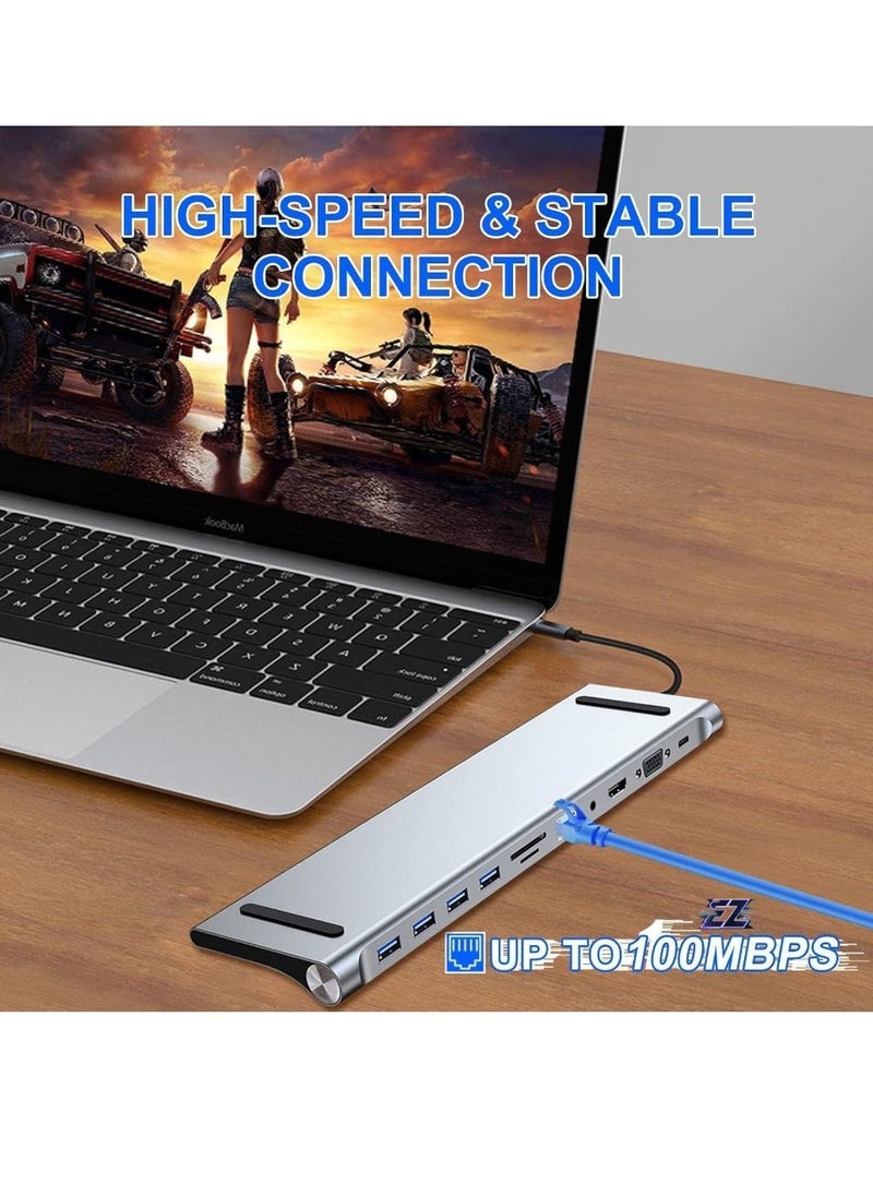 ELTRAZONE 11-in-1 USB C Docking Station with 4K HDMI, VGA, SD/TF Reader, 4 USB 3.0 Ports, RJ45 Ethernet – Adapter for MacBook, Mac Pro, iMac, and More – Ultimate Connectivity Solution - Image 2