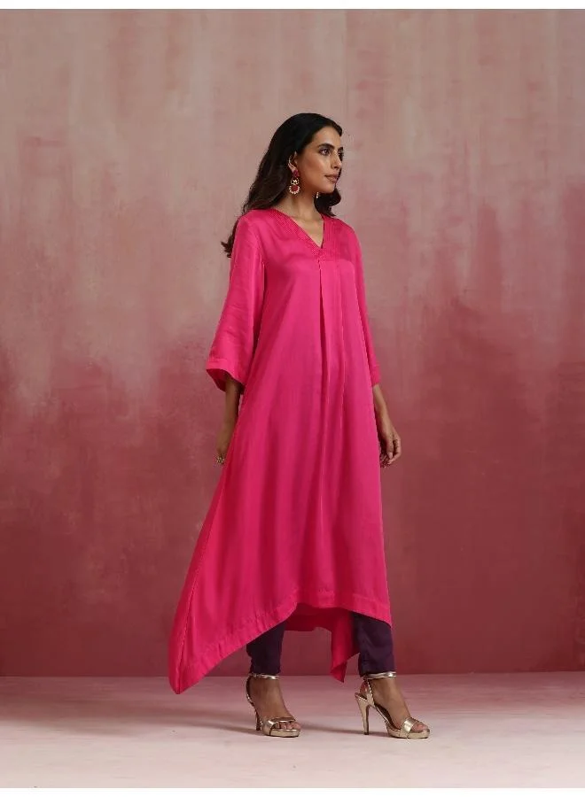 ترو برونز trueBrowns Pink Modal Boxpleat Kurta Set