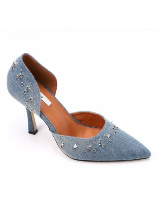 Vintage Vibes Studded Denim Pumps