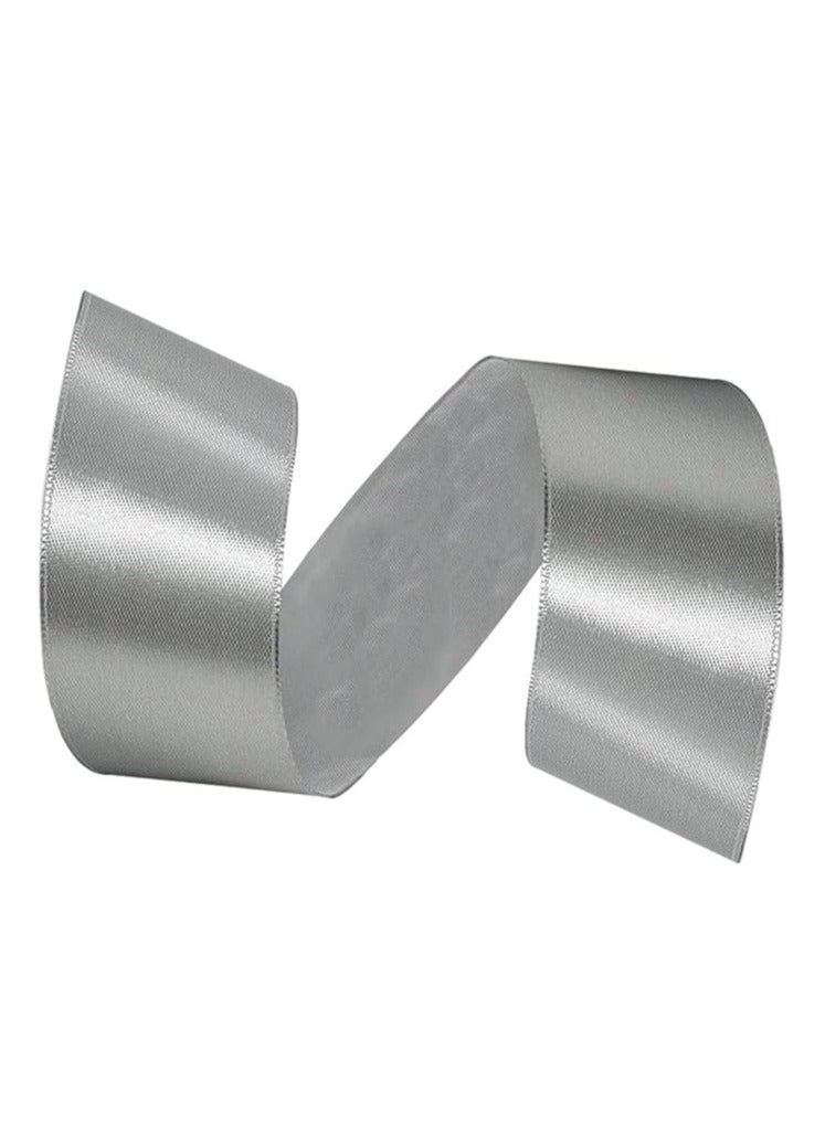 Silver Ribbon 1-1/2 Inch, 25 Yards Grey Satin Fabric Ribbons for Gift Wrapping, Christmas Garland, Christmas Tree Ornaments, Bows Making, DIY Crafts, Sewing Projects and Wedding Party - Image 2