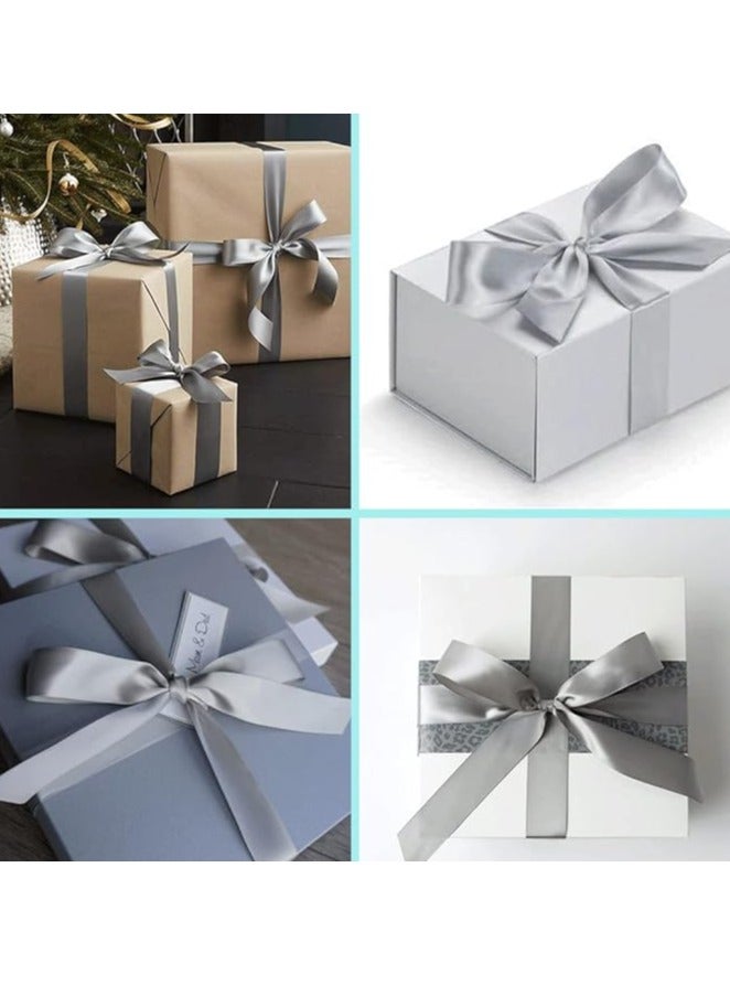Silver Ribbon 1-1/2 Inch, 25 Yards Grey Satin Fabric Ribbons for Gift Wrapping, Christmas Garland, Christmas Tree Ornaments, Bows Making, DIY Crafts, Sewing Projects and Wedding Party - Image 4